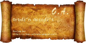 Orbán Acicét névjegykártya